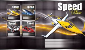 Business jet on a dark gray checkered backdrop with yellow neon lights