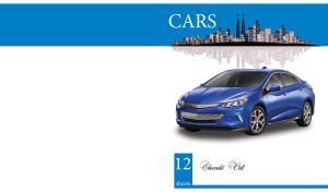 Blue hybrid car isolated on white and blue backdrop with urban decor