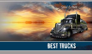 Black tank truck on a digital painting of a yellow-brown dawn