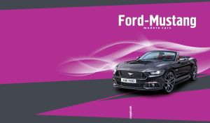 Modern black convertible sports car on a magenta purple abstract wavy backdrop