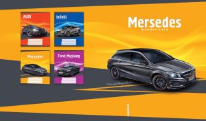 Modern grey crossover on yellow abstract pattern backdrop