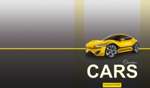 Yellow electric concept car on a grey gradient