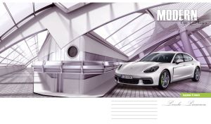 White luxury car in a modern 3D showroom with steel and glass design