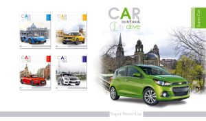 Lime subcompact crossover against the Edinburgh cityscape in a white vignette