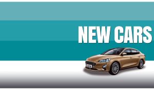 A light brown sedan on a teal striped monochrome with a white footer