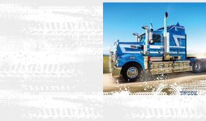 Truck Tracks | Vibrant Vehicles on Tire-Tread Textures