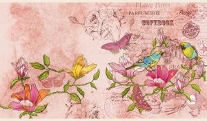 Romantic Paris stencil art on a pastel pink vintage grunge backdrop