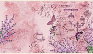Romantic Paris stencil art on a pastel purple-pink vintage grunge backdrop